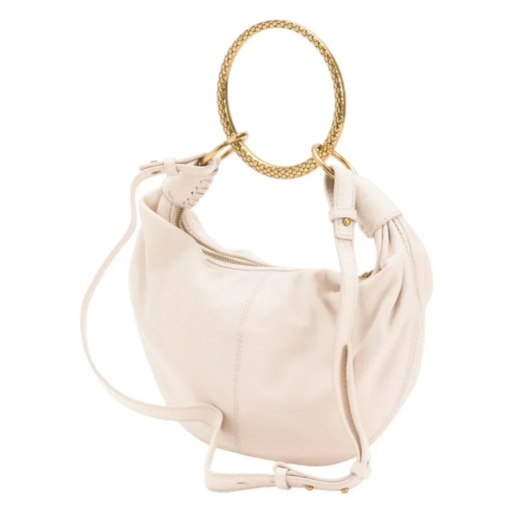WALTER BAKER Leather Jane Small Hobo With Metal Ring Handle And Strap
